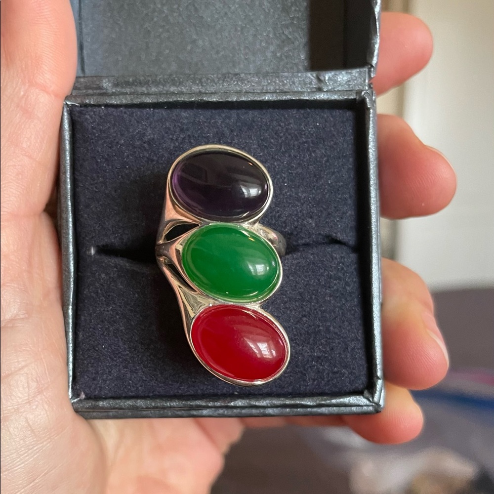 Solid Sterling Silver Stamped 925 Created Ruby Em… - image 3